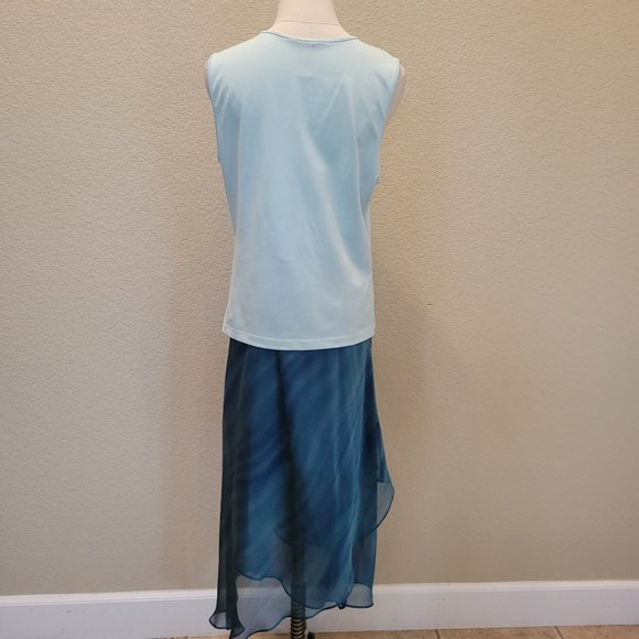 3 Pcs Skirt Tank and Blouse Set Translucent Blue - Picture 6 of 9